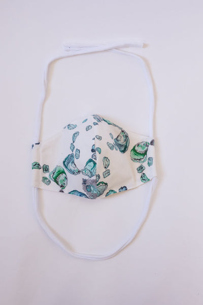 Oyster Cotton Face Mask - in Calm Aqua, Dark Teal, and White