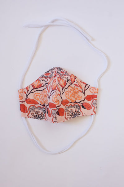 Magnolia Cotton Face Mask - in Burgundy and Peach