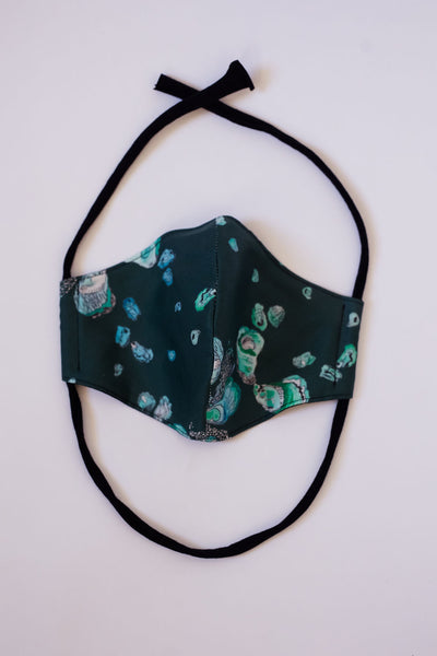 Oyster Cotton Face Mask - in Calm Aqua, Dark Teal, and White